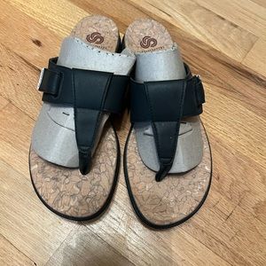 Black Clark Cork Sandals Size 8